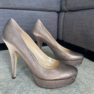 Enzo Angiolini Women’s Leather Platform Metallic Stiletto 5” Heels